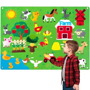 38 Pçs/set Animais de Fazenda Sentiu Story Board Farmhouse Storybook Parede Pendurado Decoração Early Learning Interactive Play Kit Para Crianças