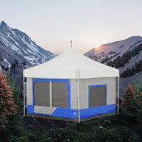 Camping Cube 6.4 Yaz Kamuflajı/Arazi Oyunu İçin Dönüştürülebilir 10' Düz Bacaklı Tente Çadırı Kraliyet Mavisi Tek Katmanlı 2000-3000mm