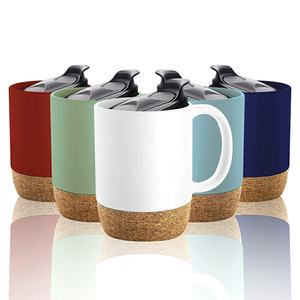 Taza de cerámica negra mate de 12oz con base de corcho de madera Base de corcho de sublimación para viajes de té de agua o impresión personalizable de regalo - Product Image 4