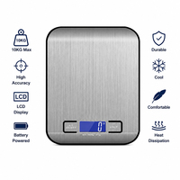 Balance de cuisine numérique en acier inoxydable pour la cuisson et la pâtisserie, avec fonction tare, pour le contrôle des portions, 5kg, 10kg, 1g, vente en gros