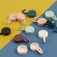 Crochets muraux multi-couleurs en plastique, sans perçage, sans trace, pour salle de bain, coiffeuse, rangement de pinceaux de maquillage et serviettes, utilitaire