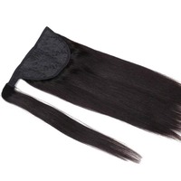 Indische Echthaar-Remy-Clip-in-Pferdeschwanzverlängerung, doppelt gezogen, natürliches Schwarz, verwicklungsfrei, Premium-Qualität, direkt vom Hersteller