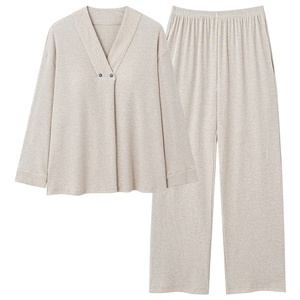 1726 Nouveaux pyjamas de maternité tricotés côtelés colorés avec coussinets de poitrine, coupe ample, pour <span class=keywords><strong>4</strong></span> saisons, vêtements de nuit pour femmes enceintes <span class=keywords><strong>et</strong></span> allaitantes - Product Image 2