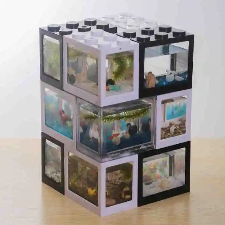 Caixa de cilindro ecológico superimposto, caixa criativa de cilindro ecológico betta aquário bola de aranha caixa de formiga pequena mini cilindro de linha reptil