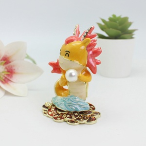 SHINNYGIFTS cinese <span class=keywords><strong>drago</strong></span> smalto metallo mestiere animale Figurine monete scatola di gingillo di denaro per attrazione della ricchezza ufficio fortunato - Product Image 3