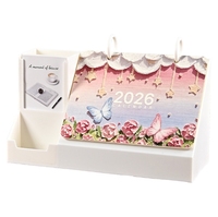 Calendrier d'impression acrylique Haoxuan 2026 avec fonction horloge pour le rangement de bureau et la publicité bancaire promotionnelle
