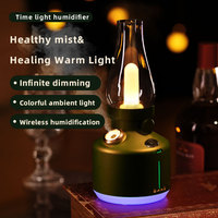 Nouveauté Humidificateur d'air USB de bureau Design vintage Lanterne à kérosène Lumière nocturne LED 1200mah Rechargeable pour la maison Extérieur