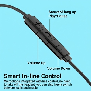 Écouteurs intra-auriculaires filaires USB-C TKT à son haute clarté avec embouts en PVC souple et télécommande intégrée pour la maison, le bureau et le gaming - Product Image 3