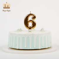 Bougie d'anniversaire géante numéro 7 en cire de paraffine dorée métallisée, faite à la main, Magic Lights BC-55, pour fête