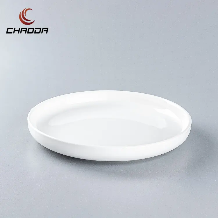 8.2 inch Wholesale white round ceramics dinnerware porcelain deep plate with your own logo Dinnerware Sets