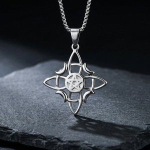 Collier unisexe en acier inoxydable 316L avec pentagramme, nœud de sorcière, pendentif de protection pentacle païen Wiccan, bijoux nœud celtique - Product Image 3