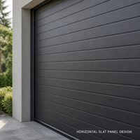 Porte de garage à enroulement en aluminium moderne, design industriel, antivol, résistance au feu 3 heures, gris foncé, lamelles horizontales pour villa