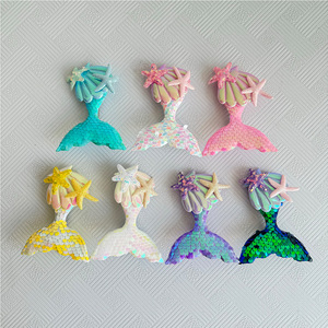 Pinza para el pelo de sirena con lentejuelas, pinza lateral con cola de pez para fiesta, accesorio para disfraz de princesa, 12 cm, colores pastel - Product Image 1