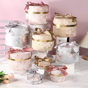 Luxury Round Floral Paper <b>Jewelry</b> <b>Box</b> Custom Logo Ribbon Bow Gift Storage <b>Box</b> for <b>Necklace</b> Earring Ring - Product Image 5