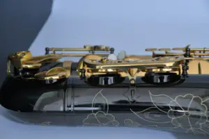 刻印フラワーデザインハイグレードブラック/ゴールド<span class=keywords><strong>B</strong></span>フラットテナーサックスケース付き - Product Image 6