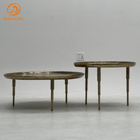Table basse ronde moderne et simple de designer en laiton, table d'appoint de luxe pour salon intérieur/extérieur