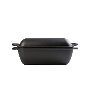 Casserole de camping avec logo personnalisé en gros 2 en 1 double combo poêle profonde en fonte <span class=keywords><strong>rectangulaire</strong></span> casserole pour four hollandais pour pain - Product Image 3