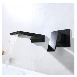 Популярная настенная установка, латунные черные водопроводные краны, смеситель для ванной комнаты, широкий смеситель для раковины