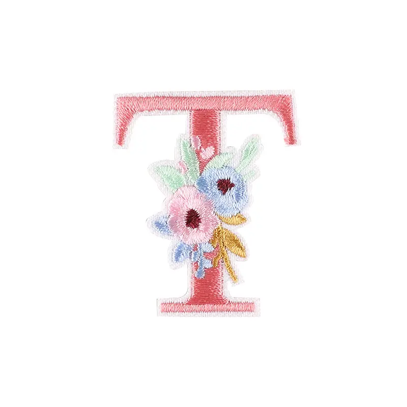 Fiori rosa lettere patch ferro su alfabeto Appliques distintivo ragazze donne accessori per vestiti