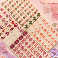 Tuiles de Mahjong roses à couche unique, design floral et bambou personnalisé, peintes à la main, écologiques, en acrylique, de luxe, Wild Mare