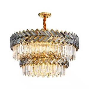 Candelabro moderno para hotel, sala de estar, cocina, colgante, luz colgante de cristal transparente gris - Product Image 6