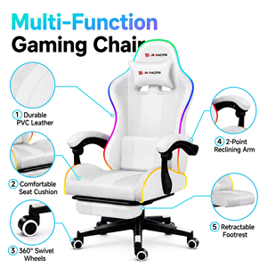 Chaise <span class=keywords><strong>Gamer</strong></span> en Gros, Fauteuil Inclinable <span class=keywords><strong>Pas</strong></span> <span class=keywords><strong>Cher</strong></span> pour PC, Chaise d'Ordinateur en Cuir RGB, Chaise de Jeu avec LED pour Gamers - Product Image 3