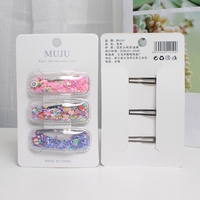 Joli Ensemble de 3 Barrette Cheveux pour Enfants à Paillettes et Pince BB à Sable Mouvant avec Brillant, en Matériau PC pour Franges Latérales Douces et Filles