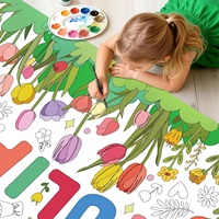 Affiche de coloriage printanière personnalisée, nappe et bannière à colorier avec des tulipes pour enfants, adultes, salle de classe, maison, fête d'anniversaire, décoration murale