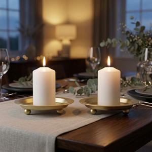 Support de bougie et soucoupe en fer doré faits à la main – Décoration de luxe écologique pour Noël, mariages, salon et bureau - Product Image 1