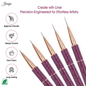 Pinceau à <span class=keywords><strong>ongles</strong></span> durable avec strass violets, pinceau à gel pour rayures, plusieurs tailles disponibles pour des designs d'<span class=keywords><strong>ongles</strong></span> créatifs - Product Image 2