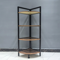 Étagère d'angle en bois à 4 niveaux avec design minimaliste pour salon, chambre à coucher, bureau