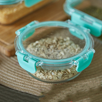 Boîte à lunch en verre borosilicate haute résistance avec fourchette et cuillère, couvercle en PP, 3 compartiments, sans BPA, compatible lave-vaisselle, hermétique, empilable