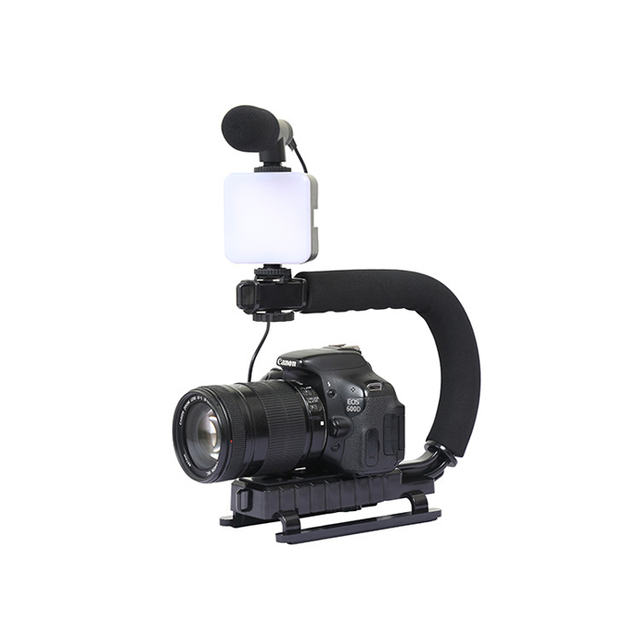 Kit vlogging complet pentru camera, telefon, trepied in forma de U shape AY49U AY-49U handheld tripod for camera to make video
