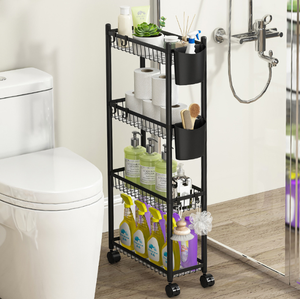 Organizzatore da Bagno a 3/4 Ripiani <span class=keywords><strong>con</strong></span> <span class=keywords><strong>Ruote</strong></span> per Cucina, Bagno, Trucchi, Artigianato, Lavanderia e Spazi Stretti - Product Image 3