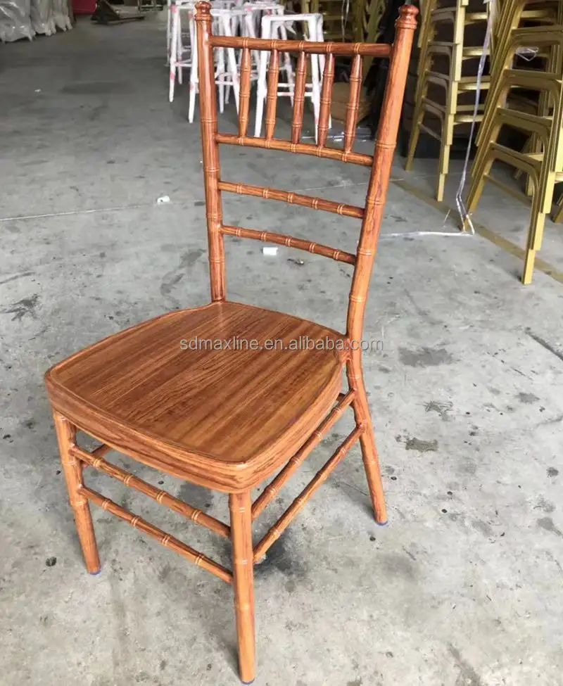 Wholesale Popular Metal Wood Grain Color Tiffany Wedding Stacking Chiavari Chair