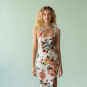 Moda verano nuevo estilo vestidos de mujer alta calidad moda Floral impreso Sexy Halter vestido ajustado vestidos largos para damas - Product Image 5