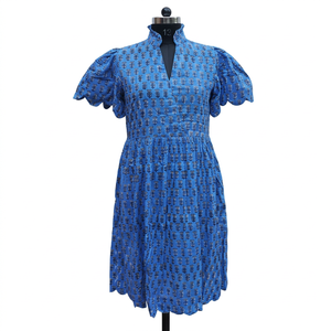 Vestidos Midi de Algodón con Estampado Floral Hechos a Mano para Mujer, Cuello en V, Estilo Bohemio Vintage Moderno, Ajuste Natural, Tirantes Personalizables, Lavables - Product Image 1