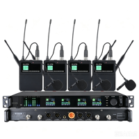 Microphone sans fil BHA Y-6004 à 4 canaux True Diversity, portée 500 m, 4 micros-casques UHF, montage en rack pour scène, église, performance en direct