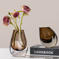 Vase en verre de Murano de Style européen Style Ins Décoration simple Vase de luxe léger Vase décoratif créatif à fleurs