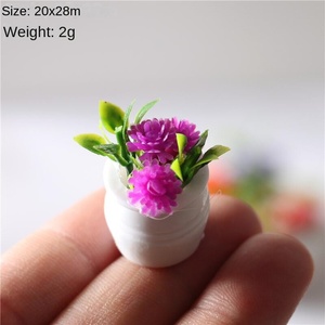 Miniatura de Planta Floral en Maceta para Casa de Muñecas, Modelo en Miniatura con Adornos de Paisaje, de Plástico - Product Image 5