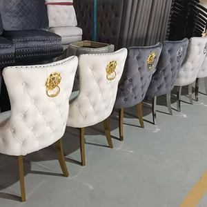 <span class=keywords><strong>Chaises</strong></span> <span class=keywords><strong>de</strong></span> salle à manger Lion Knocker au design moderne, capitonnées <span class=keywords><strong>en</strong></span> velours, avec pieds <span class=keywords><strong>en</strong></span> acier inoxydable, <span class=keywords><strong>lot</strong></span> <span class=keywords><strong>de</strong></span> <span class=keywords><strong>6</strong></span> - Product Image 2
