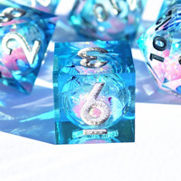 MINI PLANET Dés polyédriques en résine faits à la main, effet papillon irisé, à bords vifs, pour jeux de rôle sur table (TRPG) Dungeons & Dragons