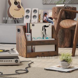 Wooden Retro Vinyl <b>Record</b> Storage Box Rectangle <b>Standing</b> Type For Cd Album Poster Home Desktop Display Study Room - Product Image 3