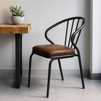 Chaise de salle à manger pliable en métal de style industriel classique moderne, mobilier en fer pour appartement, villa, restaurant, hôtel - Noir Marron