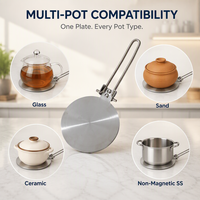 Plaque de Conduction Thermique par Induction Pliable, Diffuseur de Chaleur, Plaque de Cuisson Ronde Magnétique en Verre, Pot en Céramique, Accessoire de Cuisine OEM