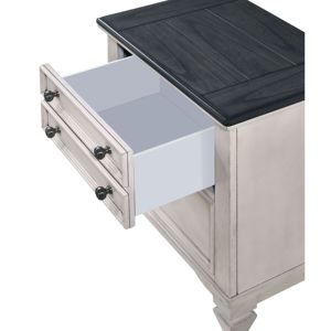 Meubles de chambre à coucher de luxe modernes DB 1-Pc table de chevet en chêne deux tiroirs de rangement finition bicolore antique pour une utilisation en appartement - Product Image 3