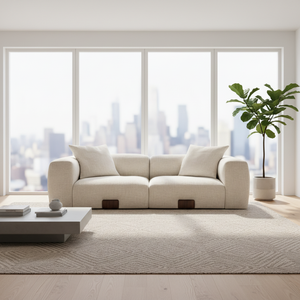 Canapé modulaire carré en bois massif Lombardy High Cloud, luxueux, lavable, durable et confortable, pour salon de villa moderne - Product Image 1