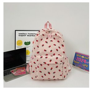 Sac à dos de voyage en velours côtelé à imprimé fraise sublimé, vente en gros d'usine, multifonctionnel, personnalisé, mignon, décontracté, pour filles, collège, école - Product Image 5