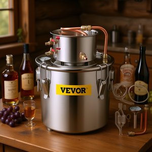 Distillateur d'alcool en acier inoxydable Vevor 21L, kit de brassage domestique de 5 gallons avec thermomètre intégré, fabrication de whisky, de vin et de brandy DIY - Product Image 2