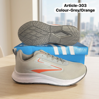 Chaussures de course gris orange légères à lacets, baskets de sport respirantes en mesh pour hommes, chaussures de course gris orange
